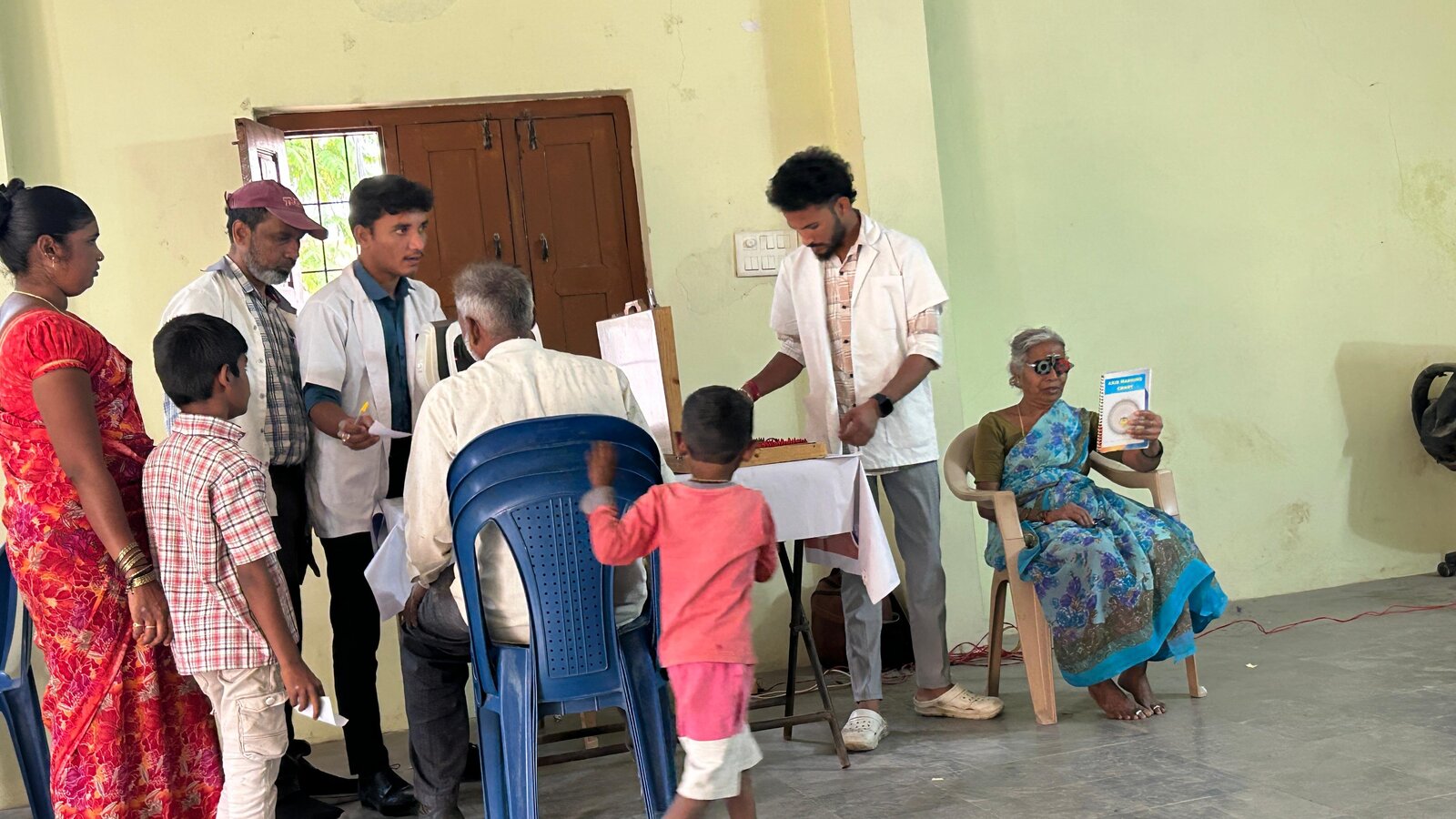 Children with doctors at an ATG Foundation free health camp